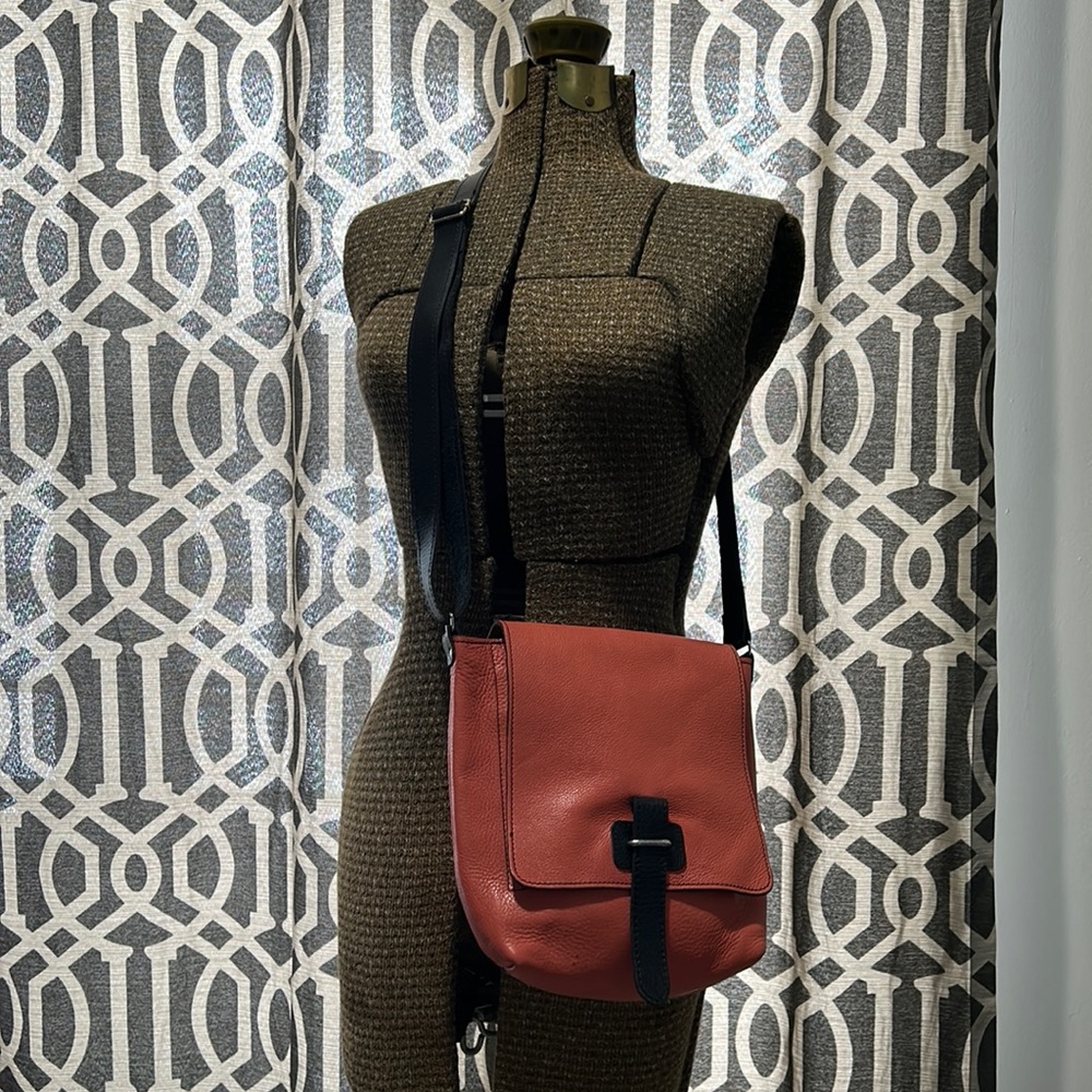 Coral colored leather purse